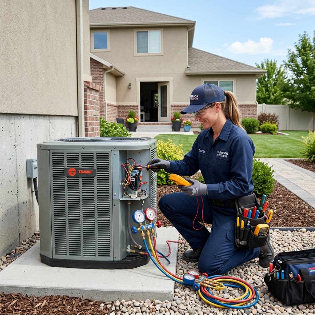 Technician Working on AC Unit